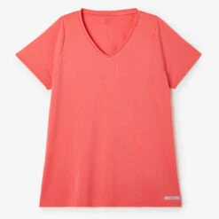 Kalenji T-shirt Manches Courtes Running Respirant Femme - Dry Corail -Magasin De Vêtements De Sport tee shirt running run dry noir femme 4