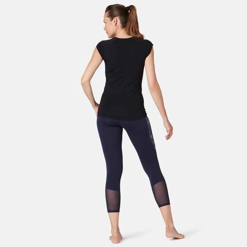 T-Shirt 530 Dévoré Pilates Gym Douce Femme Noir 4 T-Shirt 530 Dévoré Pilates Gym Douce Femme Noir – Image 4