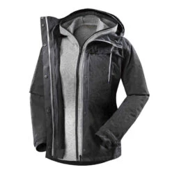 Veste 3en1 Imperméable Confort 0°C De Trek Voyage - TRAVEL 100 Gris Foncé-femme