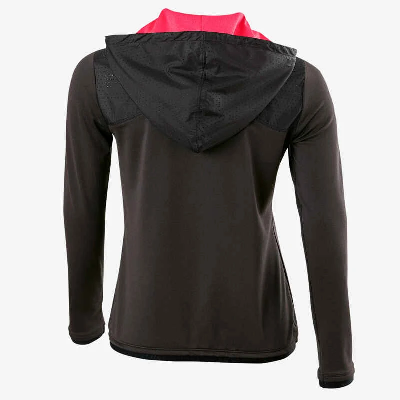 Veste Capuche Chaude, Respirante S900 Fille GYM ENFANT Gris Chiné Foncé 3 Veste Capuche Chaude, Respirante S900 Fille GYM ENFANT Gris Chiné Foncé – Image 3