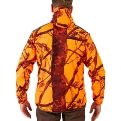 VESTE CHASSE IMPERMÉABLE SILENCIEUSE LIGHT CAMO FLUO 500 -Magasin De Vêtements De Sport veste chasse impermeable silencieuse light camo fluo 500 5