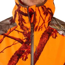 VESTE CHASSE IMPERMÉABLE SILENCIEUSE LIGHT CAMO FLUO 500 -Magasin De Vêtements De Sport veste chasse impermeable silencieuse light camo fluo 500 6