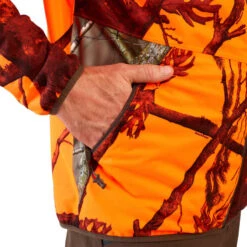 VESTE CHASSE IMPERMÉABLE SILENCIEUSE LIGHT CAMO FLUO 500 -Magasin De Vêtements De Sport veste chasse impermeable silencieuse light camo fluo 500 9