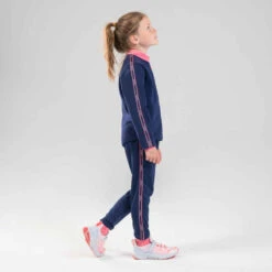 Sweat Zippé Col Montant Chaud Respirant Enfant - S500 Marine Touche De Rose -Magasin De Vêtements De Sport veste de survetement enfant d athletisme at 300 marine rose 4