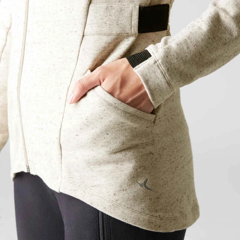 Veste Longue 500 Capuche Gym Stretching Femme Beige 7 Veste Longue 500 Capuche Gym Stretching Femme Beige – Image 7