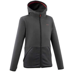 Quechua VESTE POLAIRE DE RANDONNEE - MH500 NOIRE GRISE - ENFANT 7-15 ANS