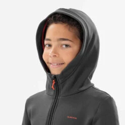 Quechua VESTE POLAIRE DE RANDONNEE - MH500 NOIRE GRISE - ENFANT 7-15 ANS -Magasin De Vêtements De Sport veste polaire de randonnee mh500 noire grise enfant 7 15 ans 5